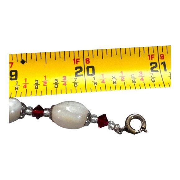 Vintage Uranium Vaseline Art Glass Necklace Estate Red Spacer Beads 20" GLOWS - Picture 5 of 10